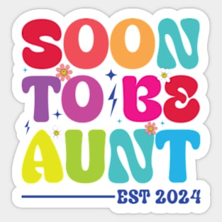 Soon to be aunt est 2024 Groovy Auntie Sticker